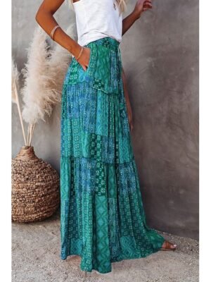 Bohemian Swing Graphic Long Maxi Skirt - Image 20