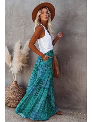 Bohemian Swing Graphic Long Maxi Skirt - Image 24
