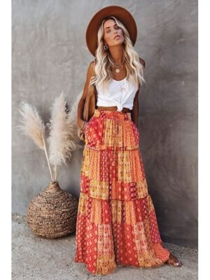 Bohemian Swing Graphic Long Maxi Skirt - Image 27
