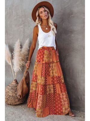 Bohemian Swing Graphic Long Maxi Skirt - Image 28
