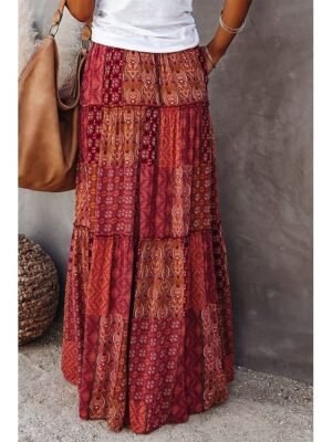 Bohemian Swing Graphic Long Maxi Skirt - Image 3