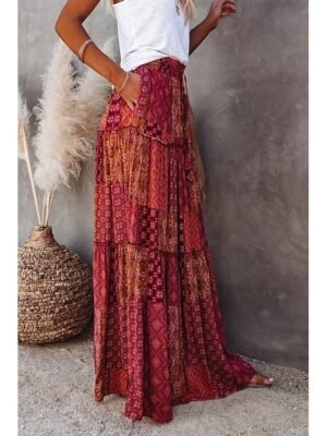 Bohemian Swing Graphic Long Maxi Skirt - Image 5