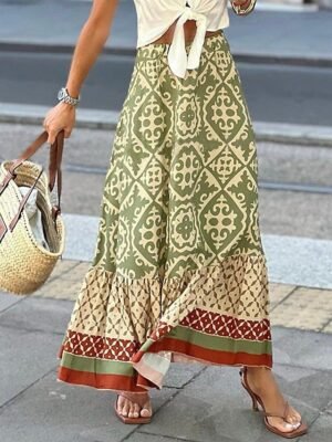 Bohemian Swing Graphic Ruffle Maxi Skirt - Image 2