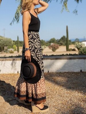 Bohemian Swing Graphic Ruffle Maxi Skirt - Image 6