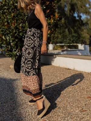 Bohemian Swing Graphic Ruffle Maxi Skirt - Image 7