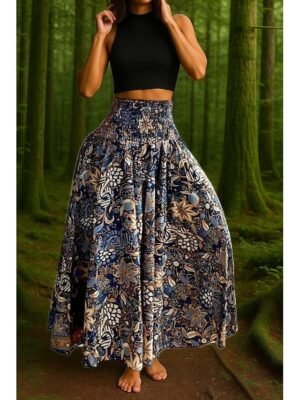 Boho A-Line Paisley High Waist Maxi Skirt - Image 3