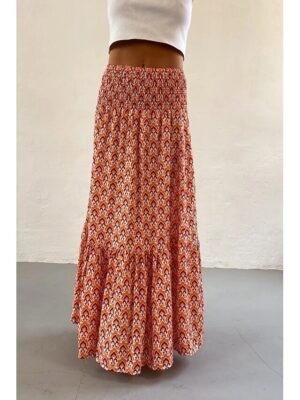 Boho Casual Floral Print Mid Rise Maxi Skirt - Image 15