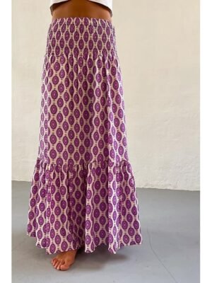 Boho Casual Floral Print Mid Rise Maxi Skirt - Image 8