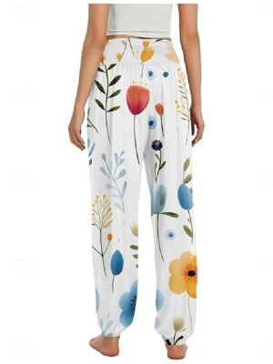 Boho Ethnic High Waist Floral Full Length Wide Leg Trousers - Image 14