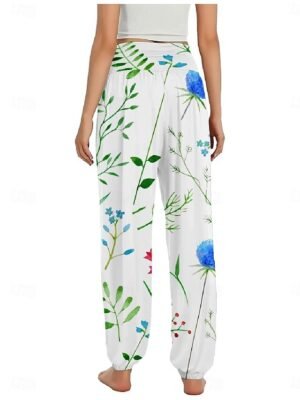 Boho Ethnic High Waist Floral Full Length Wide Leg Trousers - Image 23