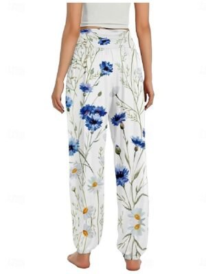 Boho Ethnic High Waist Floral Full Length Wide Leg Trousers - Image 8