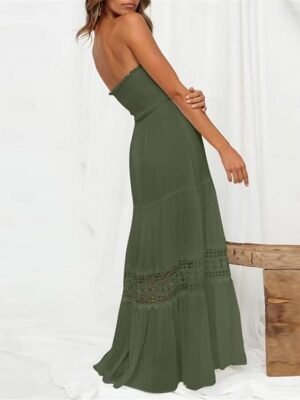 Boho Loose Fit Lace Strapless Sleeveless Maxi Dress - Image 19