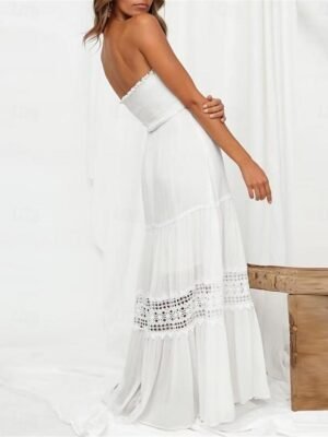 Boho Loose Fit Lace Strapless Sleeveless Maxi Dress - Image 2