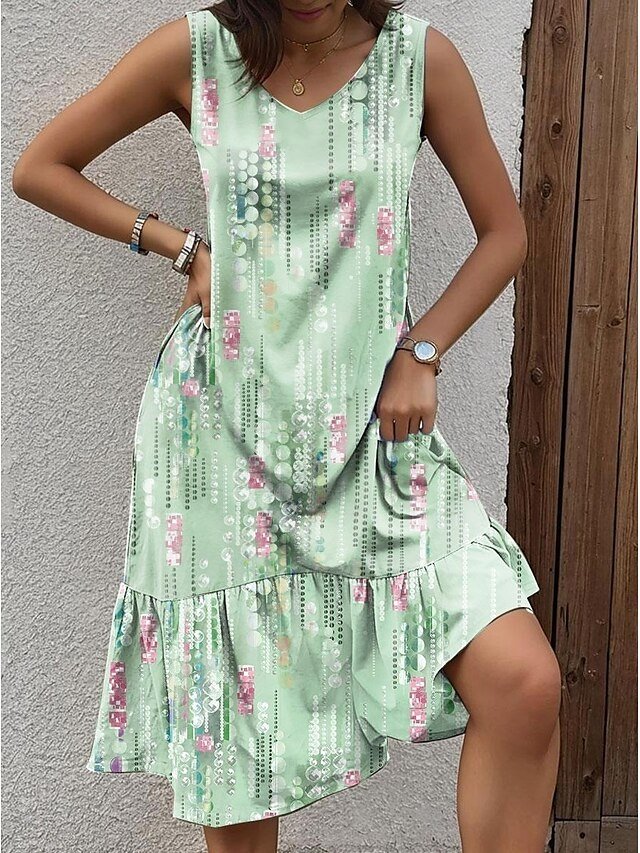 Boho Loose Floral V Neck Sleeveless Mini Dress - Image 4