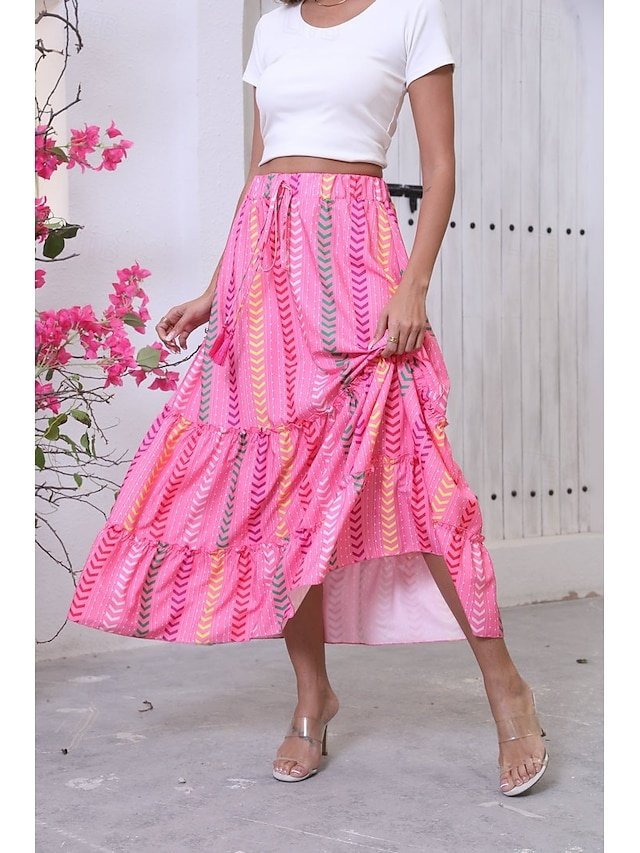 Boho Maxi Graphic High Waist Skirt - Image 2