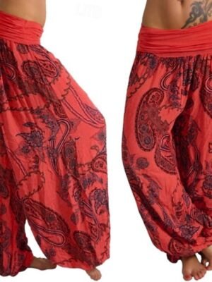 Boho Micro-elastic Elastic Waist Full Length Harem Pants - Image 8