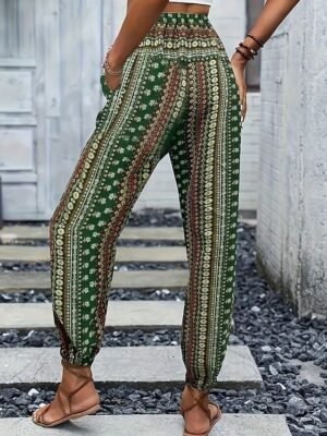 Boho Mid Waist Geometric Full Length Joggers - Image 14