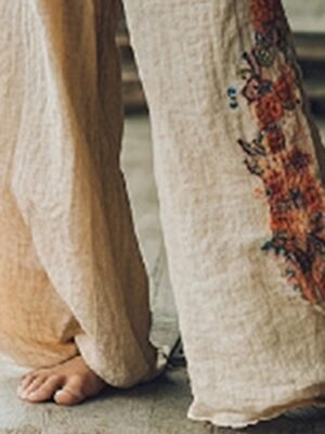 Boho Regular Fit Floral High Waist Full Length Palazzo Trousers - Image 3
