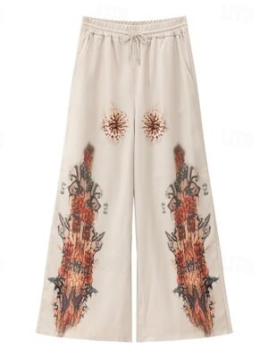 Boho Regular Fit Floral High Waist Full Length Palazzo Trousers - Image 4