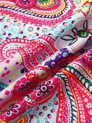 Boho Regular Fit Floral Paisley V Neck Ruffle Sleeve Mini Dress - Image 7