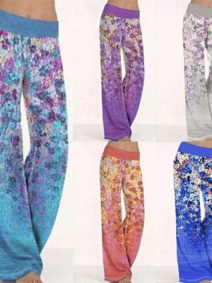 Boho Regular Fit Floral Print Full Length Wide Leg Trousers - Image 1