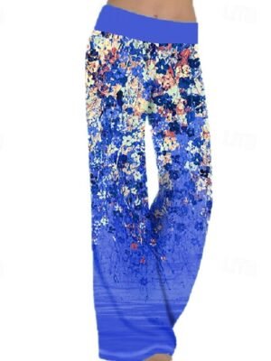 Boho Regular Fit Floral Print Full Length Wide Leg Trousers - Image 2