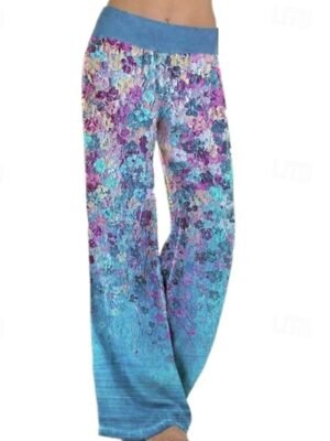 Boho Regular Fit Floral Print Full Length Wide Leg Trousers - Image 5