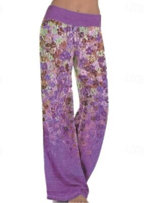 Boho Regular Fit Floral Print Full Length Wide Leg Trousers - Image 6