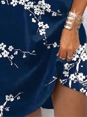 Boho Regular Fit Floral Sweetheart Short Sleeve Midi Dress - Image 2