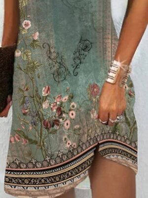 Boho Regular Fit Floral Sweetheart Short Sleeve Midi Dress - Image 25