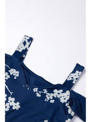 Boho Regular Fit Floral Sweetheart Short Sleeve Midi Dress - Image 4