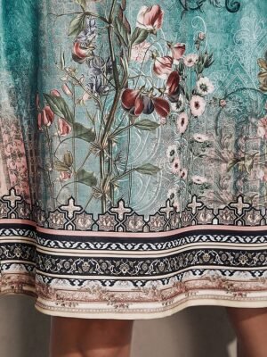 Boho Regular Fit Floral Sweetheart Short Sleeve Midi Dress - Image 9