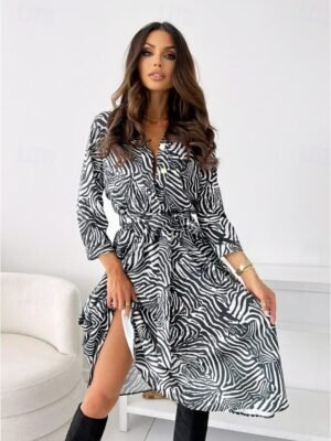 Boho Regular Fit Floral V Neck Long Sleeve Midi Dress - Image 14