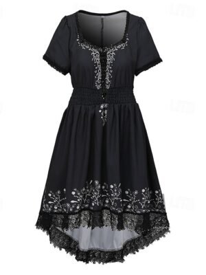 Boho Regular Fit Floral V Neck Short Sleeve Mini Dress - Image 5