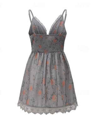 Boho Regular Fit Floral V Neck Sleeveless Mini Dress - Image 5
