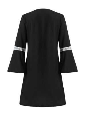 Boho Regular Fit Geometric V Neck Long Sleeve Mini Dress - Image 7