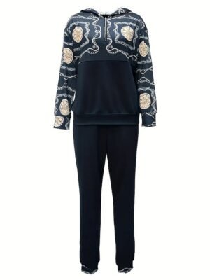Boho Regular Fit Graphic Hooded Long Sleeve Tracksuit - Image 3