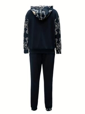 Boho Regular Fit Graphic Hooded Long Sleeve Tracksuit - Image 4