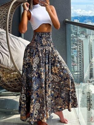 Boho Regular Fit Paisley V Neck Short Sleeve Maxi Dress - Image 24