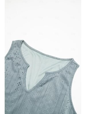 Boho Regular Fit Plain Split Neck Sleeveless Midi Dress - Image 7