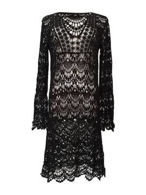 Boho Regular Fit Pure Colour V Neck 3/4 Sleeve Mini Dress - Image 4