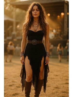 Boho Regular Fit Solid Spaghetti Strap Sleeveless Mini Dress - Image 5