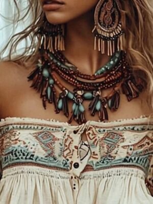 Boho Regular Floral V Neck Short Sleeve Blouse - Image 20