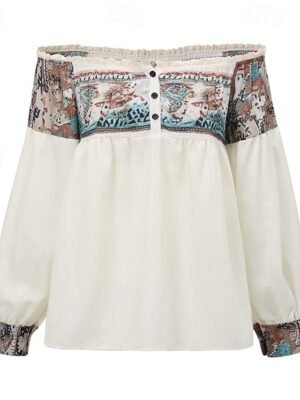 Boho Regular Floral V Neck Short Sleeve Blouse - Image 22