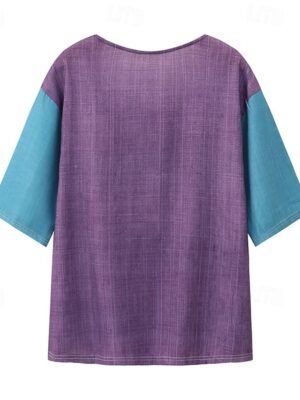 Boho Regular Floral V Neck Short Sleeve Blouse - Image 5