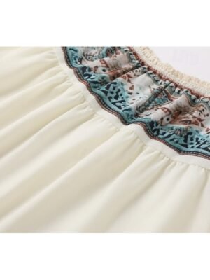 Boho Regular Print Off Shoulder Long Sleeve Blouse - Image 7