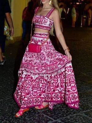 Boho Swing Floral Mid Rise Maxi Skirt - Image 3