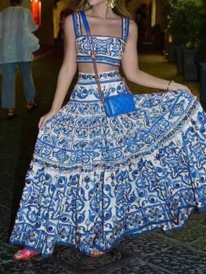 Boho Swing Floral Mid Rise Maxi Skirt - Image 9