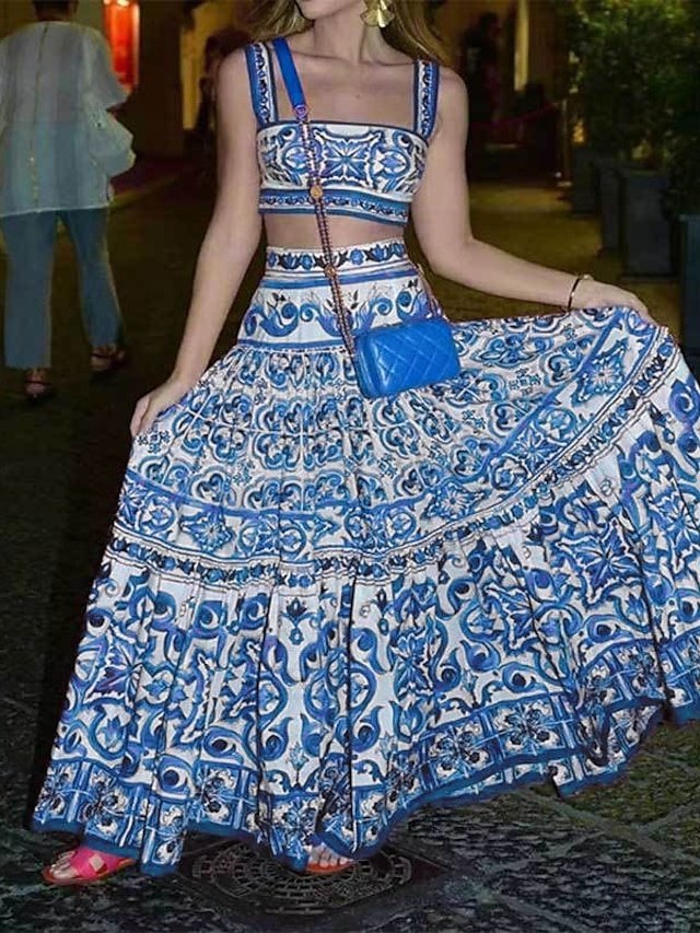 Boho Swing Floral Mid Rise Maxi Skirt - Image 9