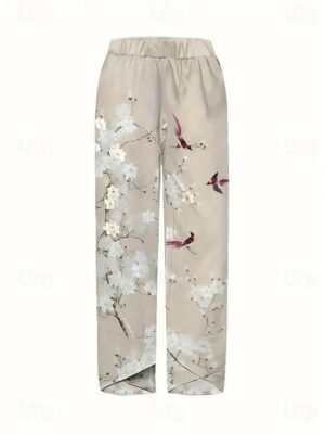 Boho Wide Leg Floral High Waist Ankle-Length Chinos - Image 2